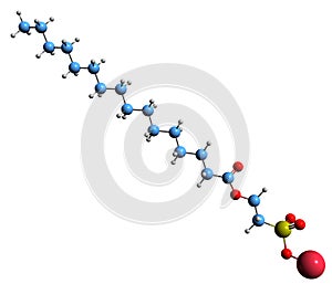 3D image of Sodium palmitoyl isethionate skeletal formula photo