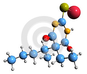 3D image of Sodium thiopental skeletal formula photo