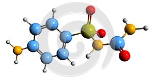 3D image of Sulfacarbamide skeletal formula photo