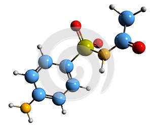 3D image of Sulfacetamide skeletal formula photo