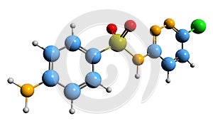 3D image of Sulfachlorpyridazine skeletal formula photo