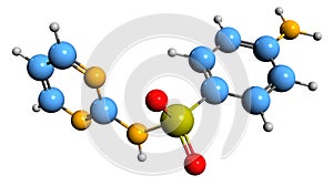 3D image of Sulfadiazine skeletal formula photo