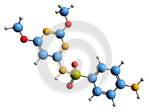 3D image of Sulfadimethoxine skeletal formula photo