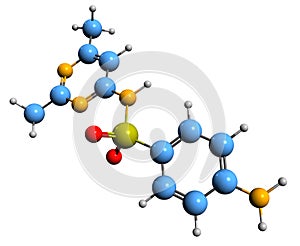 3D image of Sulfadimidine skeletal formula photo