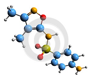 3D image of Sulfafurazole skeletal formula photo