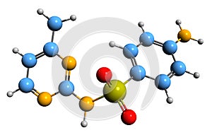 3D image of Sulfamerazine skeletal formula photo