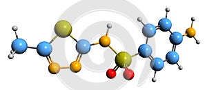 3D image of Sulfamethizole skeletal formula photo