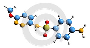 3D image of Sulfamethoxypyridazine skeletal formula photo