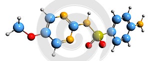 3D image of Sulfametoxydiazine skeletal formula photo
