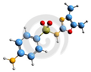 3D image of Sulfamoxole skeletal formula photo