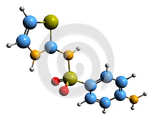 3D image of Sulfathiazole skeletal formula photo