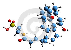 3D image of Taurochenodeoxycholic acid skeletal formula photo