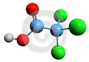 3D image of Trichloroacetic acid skeletal formula photo