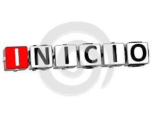 3D Inicio Block Text on white background