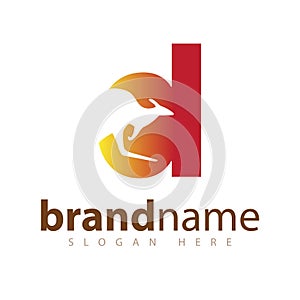 D Initial letter with kangaroo logo icon vector