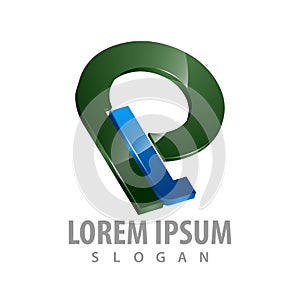3D initial letter PL logo concept design. Symbol graphic template element vector photo
