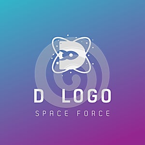 d initial space force logo design galaxy rocket vector in gradient background