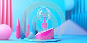 3D Innovation Strategy Concept with Lightbulb Icons Highlighting New Business Ideas and Success Plans photo