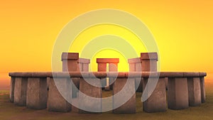 3D intact Stonehenge at dawn photo