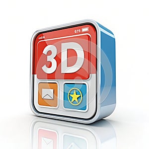 3D Interface Icon Render isolated on white background