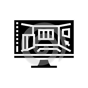 3d interior visualization glyph icon vector illustration