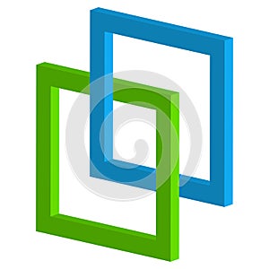 3d interlocking squares icon - Connected intersecting square fra photo