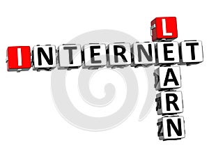 3D Internet Learn Crossword on white background
