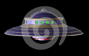 3D Isolated UFO Extraterrestrial Spaceship. photo