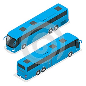 3D isometric bus. Tourist bus. Global transportation. Vector isometric bus. Isometric bus icon. Isolated bus. 3D bus
