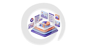 3D Isometric Data Visualization and Analytics Concept