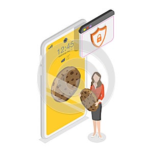 3D Isometric Flat Illustration of Web Cookie. Item 3
