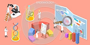 3D Isometric Flat Vector Concept of Epidemiology. photo