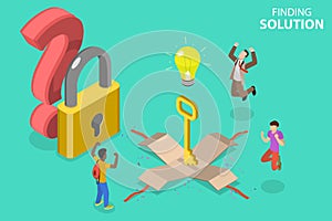 3D Isometric Flat Vector Concept of Finding Solution, Brainstorming and Teamwork.