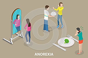 3D Isometric Flat Vector Conceptual Illustration of Anorexia Nervosa photo