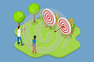 3D Isometric Flat Vector Conceptual Illustration of Archery Competition