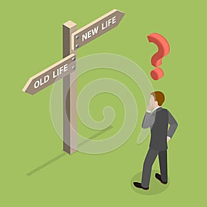 3D Isometric Flat Vector Conceptual Illustration of Choosing a Right Life Path.