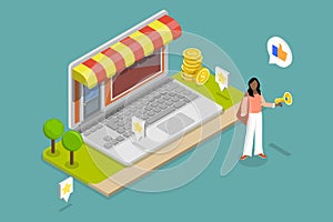 3D Isometric Flat Vector Conceptual Illustration of Digital PR