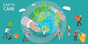 3D Isometric Flat Vector Conceptual Illustration of Earth Care
