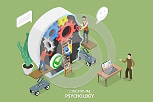 3D Isometric Flat Vector Conceptual Illustration of Educational Psychology