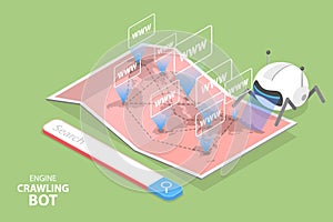 3D Isometric Flat Vector Conceptual Illustration of Engine Crawling Bot