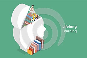 3D Isometric Flat Vector Conceptual Illustration of Lifelong Learning photo