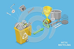 3D Isometric Flat Vector Conceptual Illustration of Metal Recycling