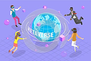 3D Isometric Flat Vector Conceptual Illustration of Metaverse