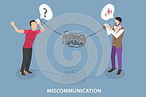 3D Isometric Flat Vector Conceptual Illustration of Miscommunication
