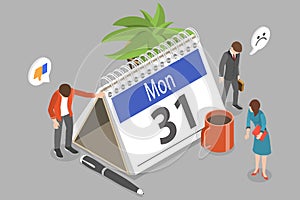 3D Isometric Flat Vector Conceptual Illustration of Monday Low Employee Morale photo