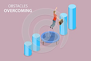 3D Isometric Flat Vector Conceptual Illustration of Obstacles Overcoming