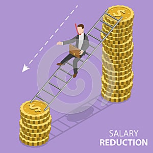 3D Isometric Flat Vector Conceptual Illustration of Pay Cut.