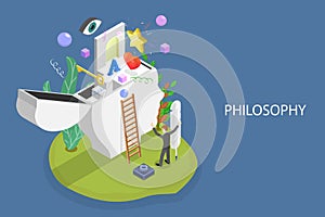 3D Isometric Flat Vector Conceptual Illustration of Philosophy Study photo