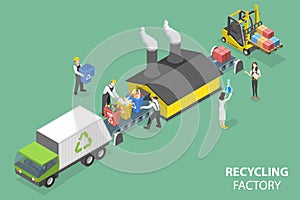 3D Isometric Flat Vector Conceptual Illustration of Recycling Factory