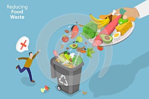 3D Isometric Flat Vector Conceptual Illustration of Reducing Food Waste
